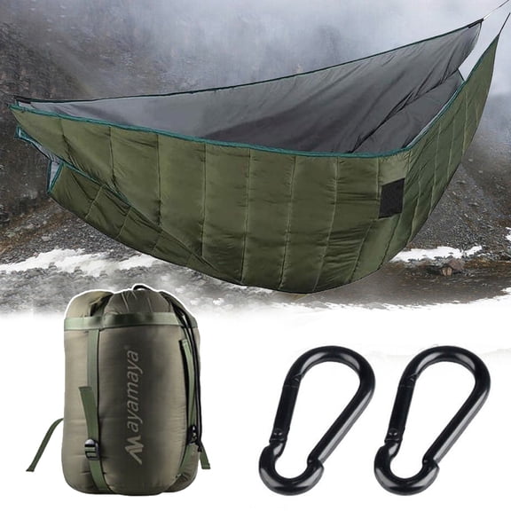 IC ICLOVER Full Length Double Hammock Underquilt Camping Hiking Under Quilt Winter Warm Blanket Green