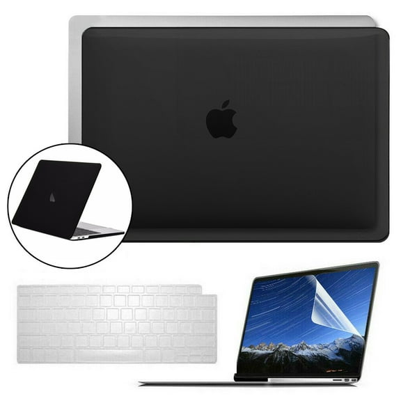 IC ICLOVER for MacBook Air 13 inch Case 2021 2020 A2337 M1 A2179 Crystal Clear Hard Shell Case & Keyboard Cover & Screen Film for New Air 13 inch with Touch ID, Black
