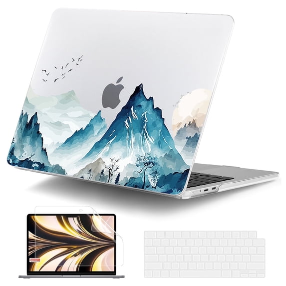 IC ICLOVER for MacBook Air 13 inch Case A3240 A3113 A2681 (2025 2024 2023 2022 Release), Snap on Hard Shell & Keyboard Cover & Screen Film for MacBook Air 13.6" M2 M3 M4 Chip, Mountain
