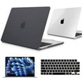 thumbnail image 1 of IC ICLOVER for MacBook Air 15 inch Case 2025 2024 2023 A3241 M4 A3114 M3 A2941 M2 Chip, Plastic Hard Snap on Shell Case & Keyboard Cover & Screen Protector for Macbook Air 15.3 inch Touch ID, Black, 1 of 9