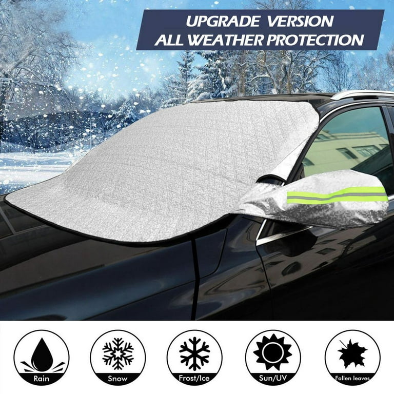 Pincuttee Car Windshield Snow Ice Cover,Magnetic Windshield Cover for Ice  and Snow for Ice/Frost/Snow,Front Windshield Sun Shade with Side  Mirrors,Fit