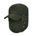 thumbnail image 1 of IC ICLOVER Men's Trapper Hat Windproof Warm Winter Hats with Mask Earflaps Cold Weather Women Faux Fur Hunting Skiing Cycling Hat Baseball Caps, Green, 1 of 8