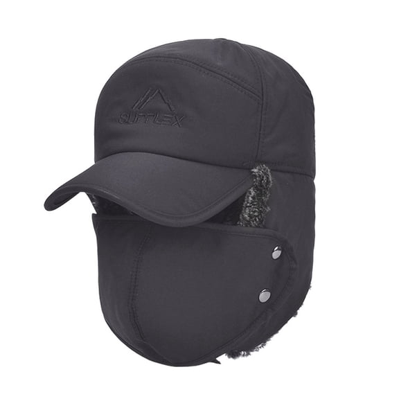 IC ICLOVER Men's Trapper Hat Windproof Warm Winter Hats with Mask Earflaps Cold Weather Women Faux Fur Hunting Skiing Cycling Hat Baseball Caps, Gray
