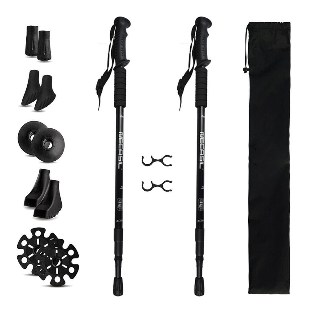 TrailBuddy Collapsible Hiking Poles - Ultralight Aluminum Trekking Poles  for Hiking, Camping & Backpacking - Pair of 2 Adjustable Walking Sticks