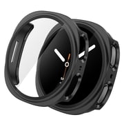 IC ICLOVER for Samsung Galaxy Watch 8 44mm Bumper Case Built in Screen Protector Clear Hard Protective Cover, Shock Adsorption Drop Protection Full Cover Black
