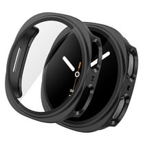 IC ICLOVER for Samsung Galaxy Watch 8 44mm Bumper Case Built in Screen Protector Clear Hard Protective Cover, Shock Adsorption Drop Protection Full Cover Black