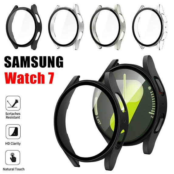 IC ICLOVER for Samsung Galaxy Watch 7 40mm Bumper Case Matte Built in Screen Protector Clear Hard Protective Cover, Shock Adsorption Drop Protection Full Cover Black