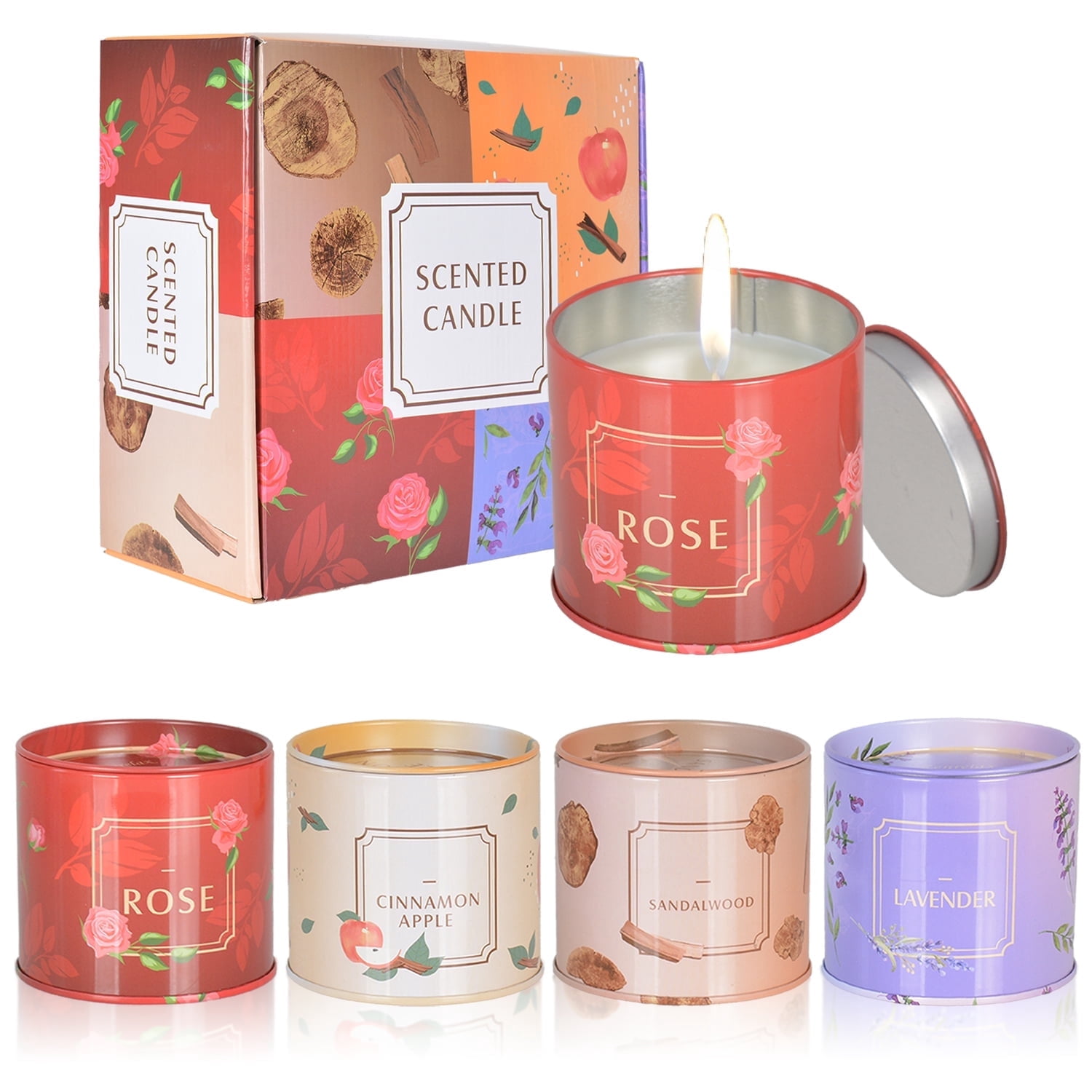IC ICLOVER Scented Candles Gift Set, 4 Pack Aromatherapy Candles, Stress Relief Gifts for Women, Jar Candles for Home Scented, Each Candle Burns for 50 h