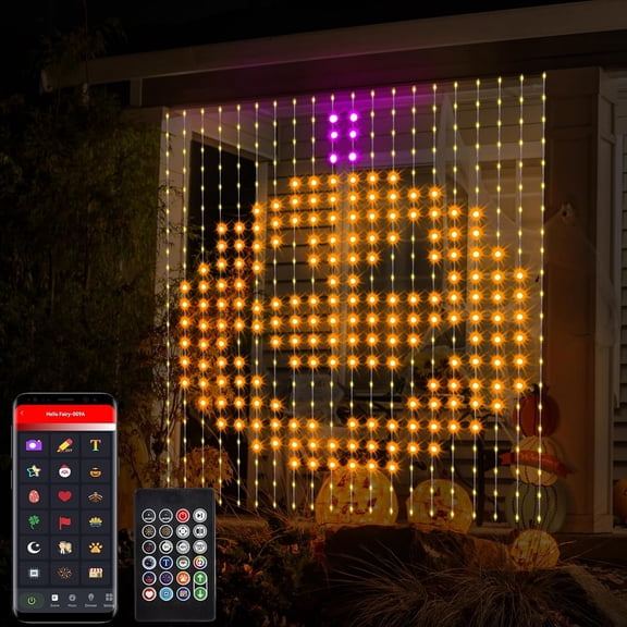 IC ICLOVER Smart Curtain Lights 6.6x6.6Ft, 400 LED Color Changing Wall Lights, APP & Remote Control, Dynamic DIY Curtain String Lights Waterproof for Bedroom Halloween Christmas Backdrop Decor