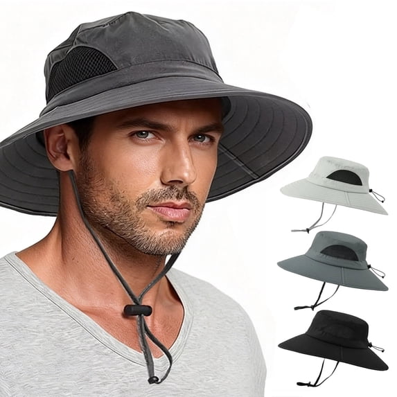 Waterproof Sun UPF 50+ Bucket Hat for Men Women, IC ICLOVER UV Protection Packable Brimmed Boonie for Fishing Hiking Outdoor Cap - Dark Gray