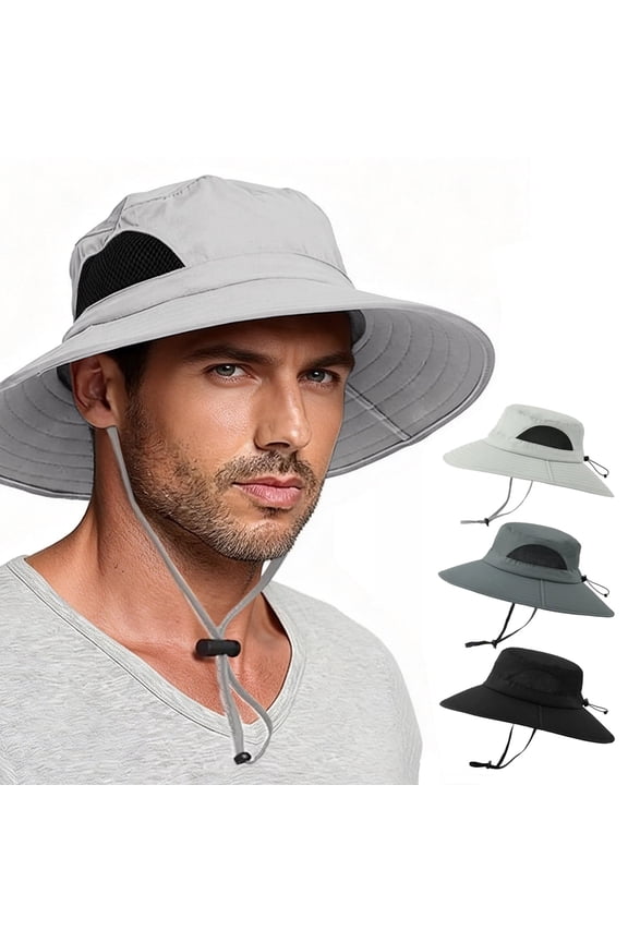 Waterproof Sun UPF 50+ Bucket Hat for Men Women, IC ICLOVER UV Protection Packable Brimmed Boonie for Fishing Hiking Outdoor Cap - Light Gray