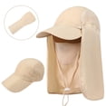thumbnail image 1 of IC ICLOVER Sun Hat with Neck Flap Face Mask, Foldable Fishing Hat for Men Women Sun Protection Baseball Cap, Khaki, 1 of 8