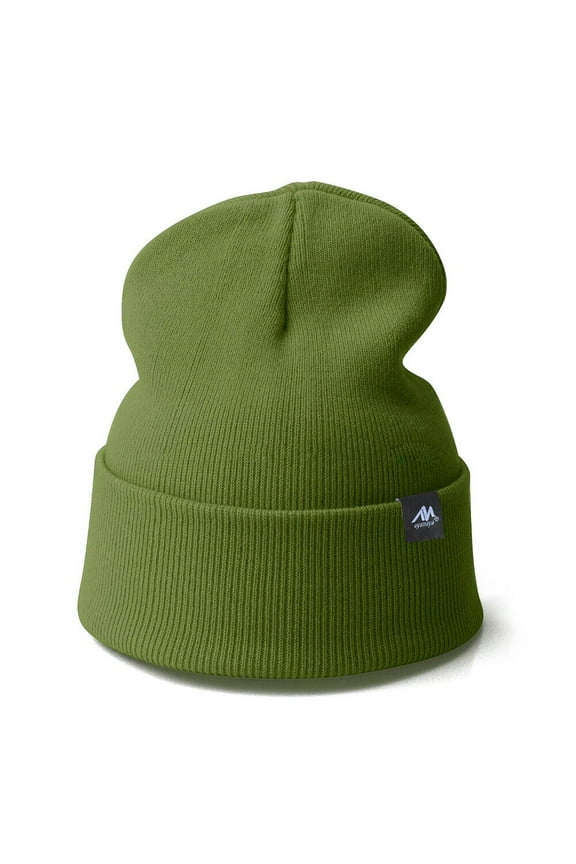 Warm Beanie Hat Men Women Winter Classic Soft Knit Cuffed Plain Skull Cap - Green