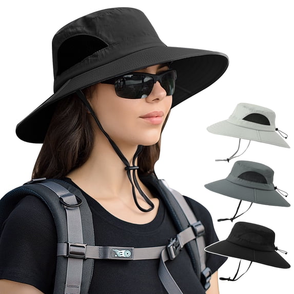 IC ICLOVER Waterproof Bucket Hat for Women and Men - UV Protection Beach Sun Hat Fishing Safari Boonie Packable Hat - Black