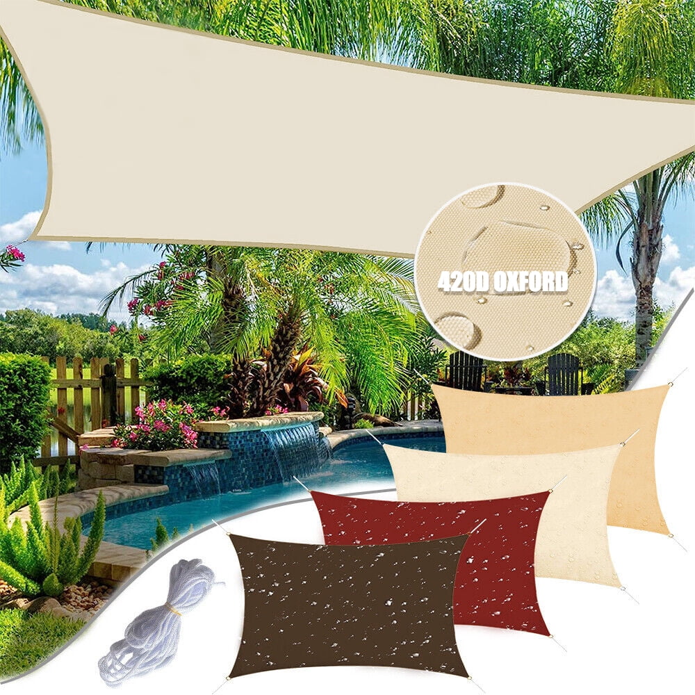 Rectangular Ic Cover IC ICLOVER Waterproof Shade Sail Rectangle 16' x 16' Patio Awning ...