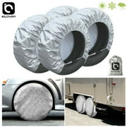 IC ICLOVER Waterproof Tire Covers Set of 4 Wheel & Tyre RV Trailer Camper Truck SUV Aluminum Film Tough Tire Wheel Sun Protector Fits 26" to 28" Tire Diameters (4Pcs)