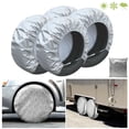 thumbnail image 1 of IC ICLOVER Waterproof Tire Covers Set of 4 Wheel & Tyre RV Trailer Camper Truck SUV Aluminum Film Tough Tire Wheel Sun Protector Fits 29" to 31" Tire Diameters (4Pcs), 1 of 10
