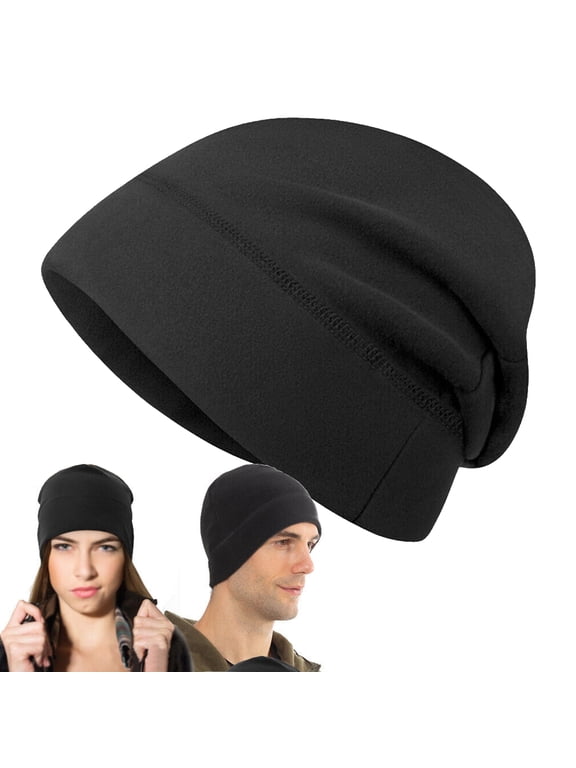 Winter Fleece Beanie Hats Helmet Liner Windproof Watch Hat Warm Skull Cap for Men Women (Black 1 Piece)