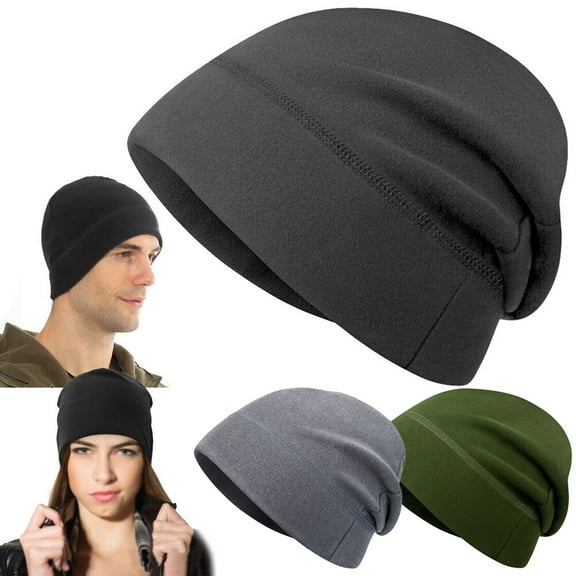 IC ICLOVER Winter Fleece Beanie Hats Helmet Liner Windproof Watch Hat Warm Skull Cap for Men Women (Black 1 Piece)