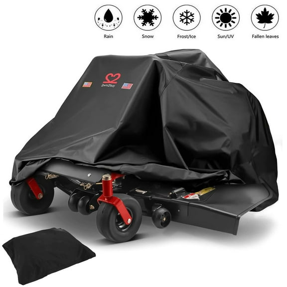 IC ICLOVER Zero-Turn Mower Cover, Heavy Duty 600D Riding Lawn Mower Covers, Waterproof Universal Fit with Storage Bag, Tractor Cover Up to 60" Decks
