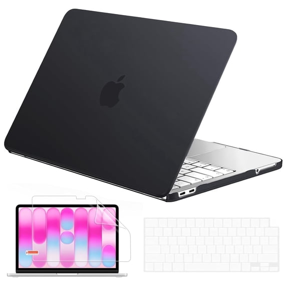 IC ICLOVER for MacBook Neo 13 inch A3404 (2026), Snap on Hard Shell & Keyboard Cover & Screen Film for MacBook Neo 13" with A18 Pro Chip, Black