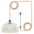 thumbnail image 1 of IC INSTANT COACH 1-Light Pendant Light, Dense Paper Birch Woven Basket Chandelier with Twist Hemp Hanging Cord E26 Plug in Coastal Pendant Light Fixtures for Dining Room Living Room Kitchen Island Foy, 1 of 5