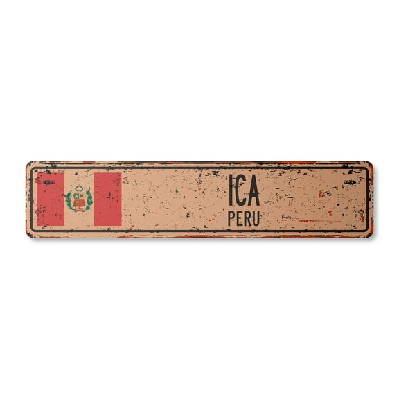 ICA PERU Vintage Plastic Street Sign Peruvian flag city country road wall gift | Indoor/Outdoor | 24" Wide