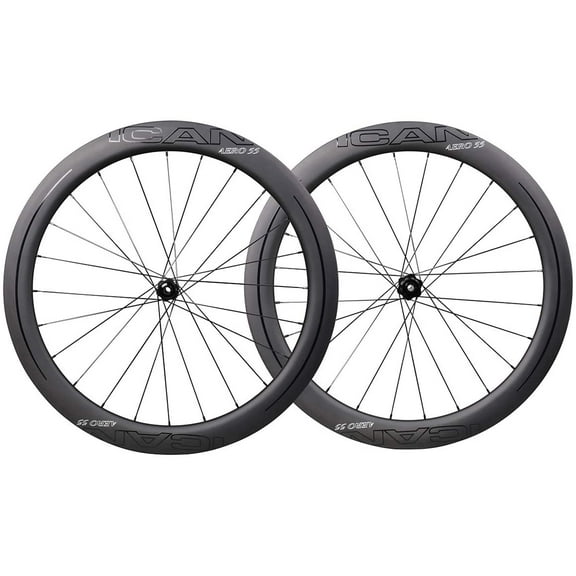 ICAN AERO 55 Disc Road Bike Wheelset 55mm Tubeless Ready Disc Brake 12x100/12x142mm Only 1468g