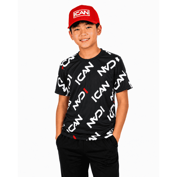ICAN Kids 3D Embroidered Logo Cotton Cap - Red