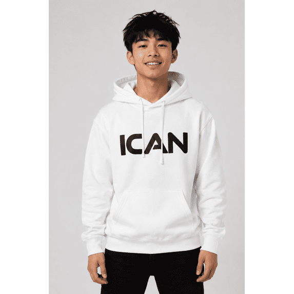 ICAN Pro Club 3-End Fleece Hoodie - White, Size M