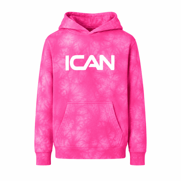 ICAN Youth Unisex Tie-Dye Pullover Hoodie - Pink, Size XL