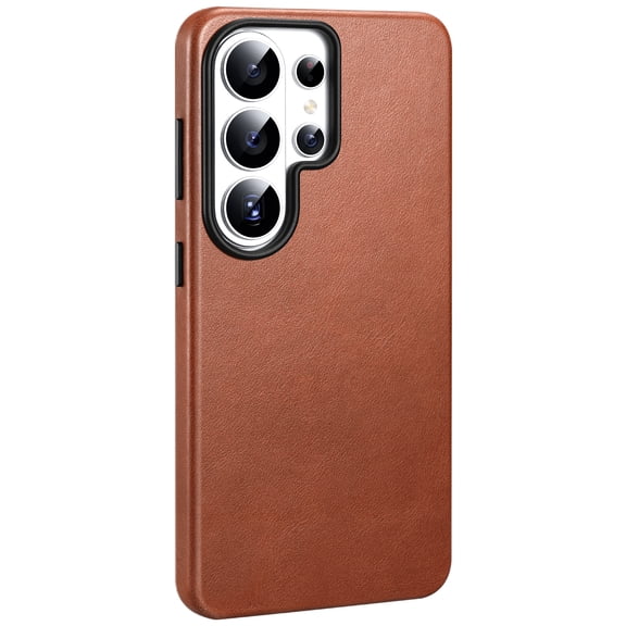 ICARER FAMILY Galaxy S26 Ultra Case MagSafe Compatible Leather Hard Shell Back Cover Cell Phone Case for Samsung Galaxy S26 Ultra, Brown
