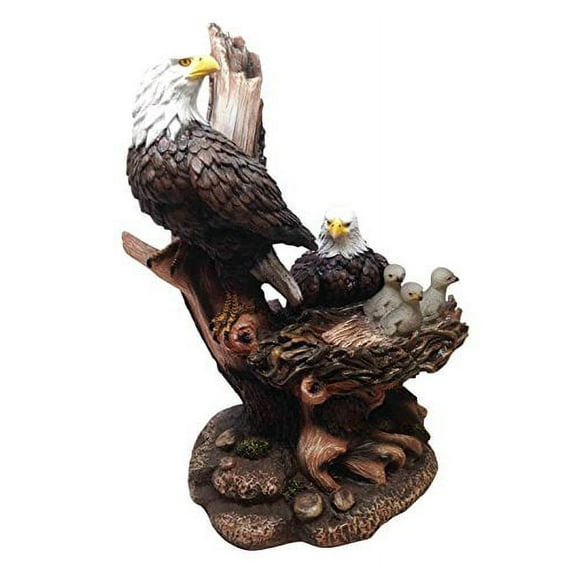 ICARUS AMERICAN BALD EAGLE IN NEST FAMILY SCULPTURE STATUE FIGURINE