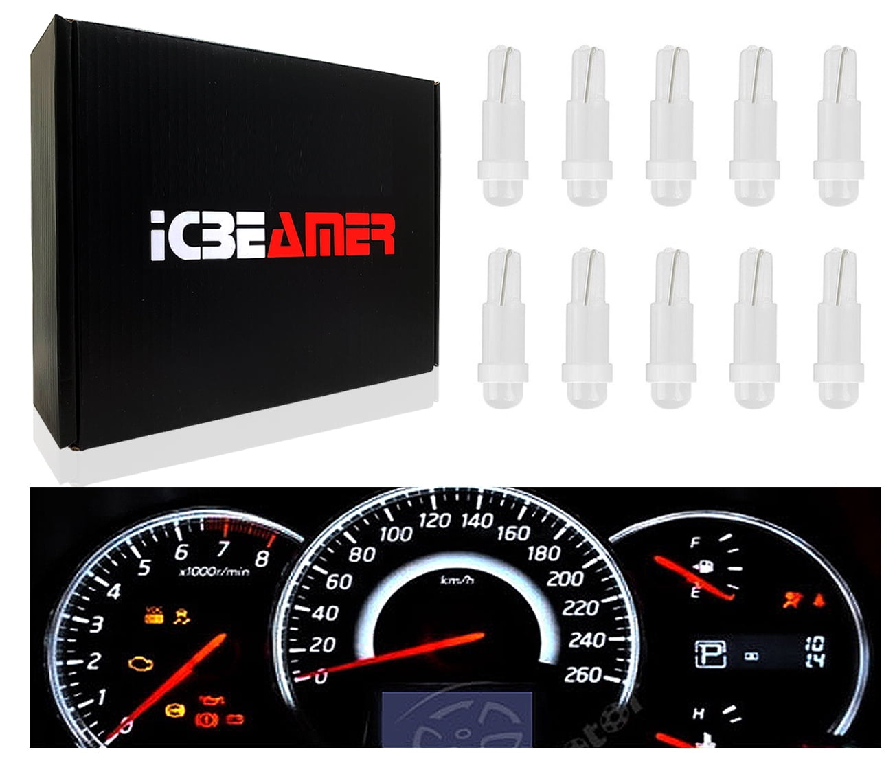 ICBEAMER 10pcs Projector Head 37 73 74 79 T4/T5 Wedge Gauge Cluster LED ...