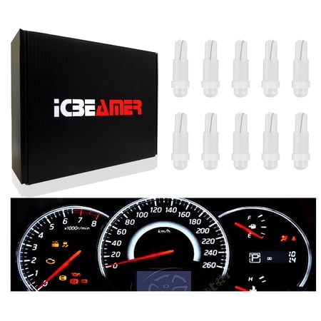 ICBEAMER 10pcs Projector Head 37 73 74 79 T4/T5 Wedge Gauge Cluster LED Bulbs Compatible with Car Gauge Cluster Panel Background Lighting Retrofit,White