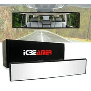 ICBEAMER 11.8 Car Rear View Mirror, HD Clear Tint, Panoramic Wide Angle Flat Surface, 2 Interior Retractable Rubber Clips, Anti Glare, Automotive Accessories Universal for Truck, Car, SUV, 1 Pack