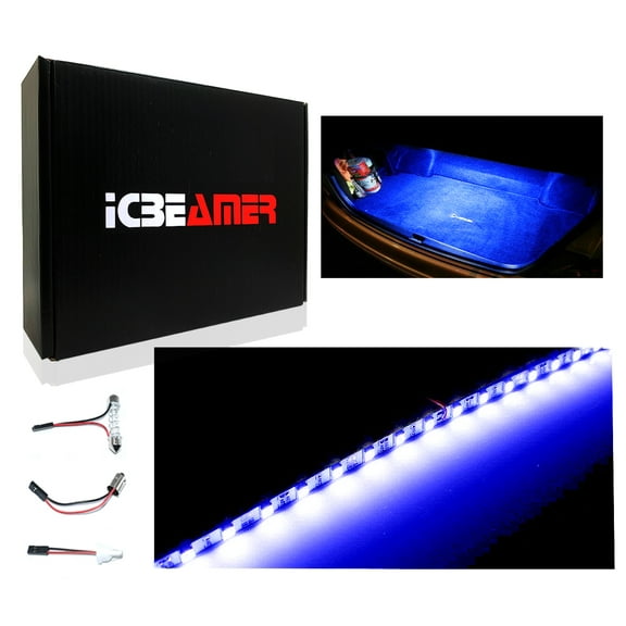ICBEAMER 12" Blue 18 SMDs 2835 LED Strip Light Universal Fit Car Trunk Cargo Area or Interior Illumination