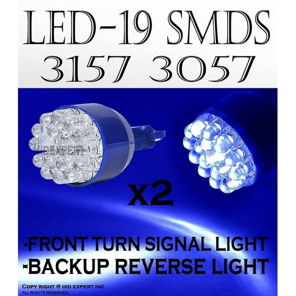 ICBEAMER 1pair 19 LED 3056, 3156, 3157, 3356, 3456 Blue Front Turn Singal Light Bulbs