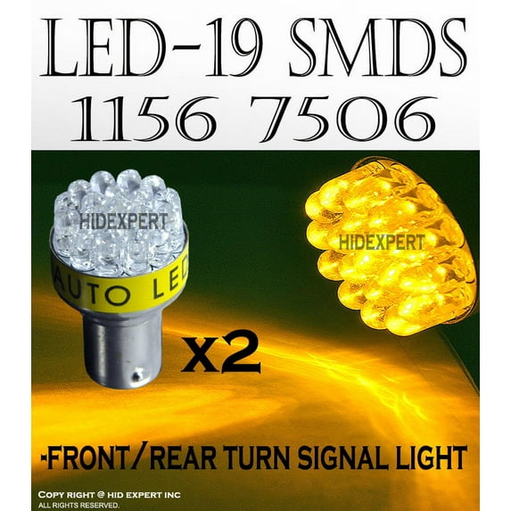 ICBEAMER 2 pcs Super Amber 19 Led Bulbs For Turn Signal Light 1156 7506 Fast Shipping