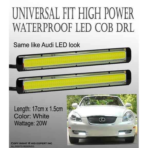 ICBEAMER 2pcs 14cm COB White LED car DRL Fog Lamp Daytime Running Lights HJE