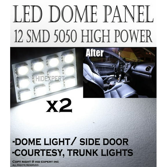 ICBEAMER 2x White 12-SMD LED Panel High Power Lights Interior Map/Dome/Door Light Fast Shipping