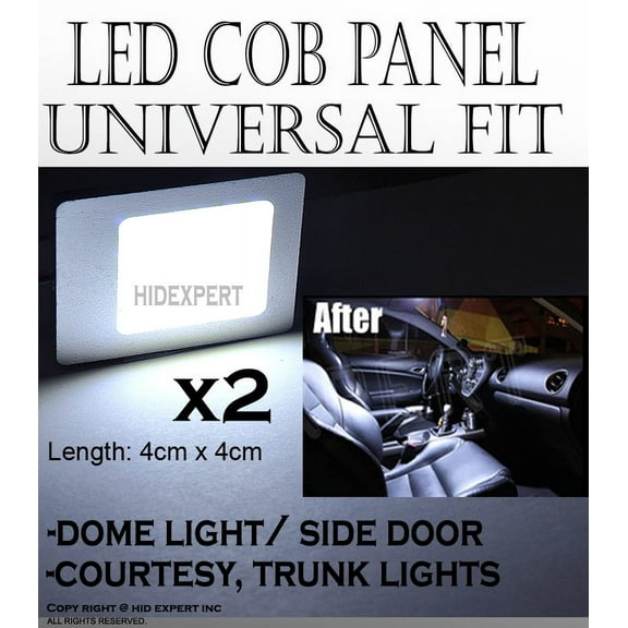 ICBEAMER 2x White LED 3.5cmx4cm Panel High Power Lights Interior Map/Dome/Door Light D#9