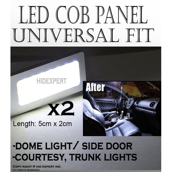 ICBEAMER 2x White LED 50mm Panel High Power Lights Interior Map/Dome/Door Light W#6