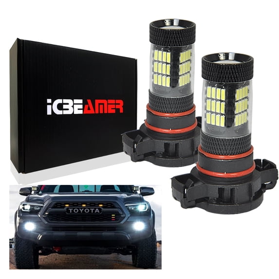 ICBEAMER 5201 5202 LED Fog Light Bulbs Extremely Bright H16 LED Bulb High Power 50W 12V LED 9009 5202 Bulb for Signal, Turn, Brake, Parking, Tail, DRL Fog Lights, Bright White (Set of 2)