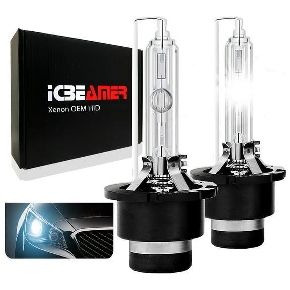 ICBEAMER 8000K D2S D2C D2R Xenon Factory HID Direct Replacement for 66040 66240 85122 OEM Headlight low beam Color Light Blue bulb