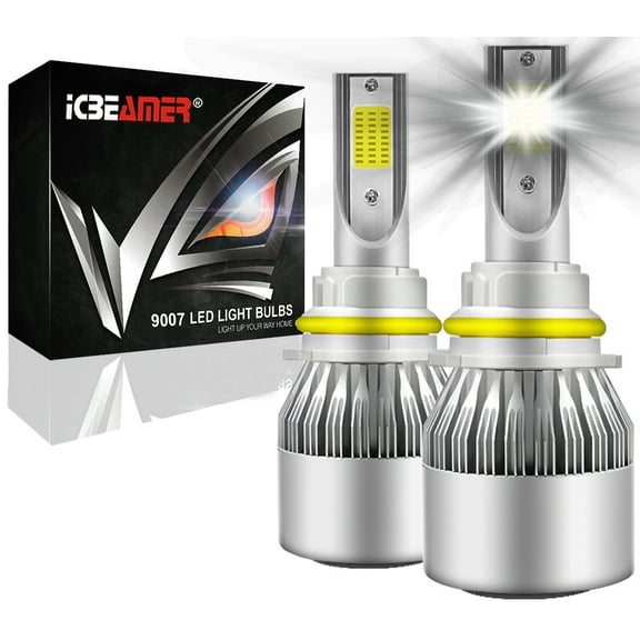 ICBEAMER 9007 HB5 12V 36W LED COB Super White 6000K Fit High Low Dual Beam Headlight Replace Halogen Light Bulbs