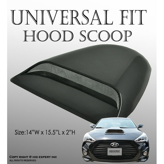 ICBEAMER Black Hood Scoop AERO DYNAMIC Speed Racer Waterproof FLOW w/ 3M tape No Drill Universal Fit For Auto Vehicle
