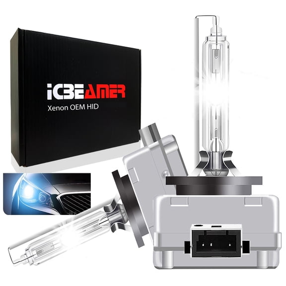 ICBEAMER D3C/D3R/D3S HID Headlight Bulb for Low Beam High Beam 35W 10000K Blue Xenon Replacement Bulbs IP68 Waterproof, Pack of 2