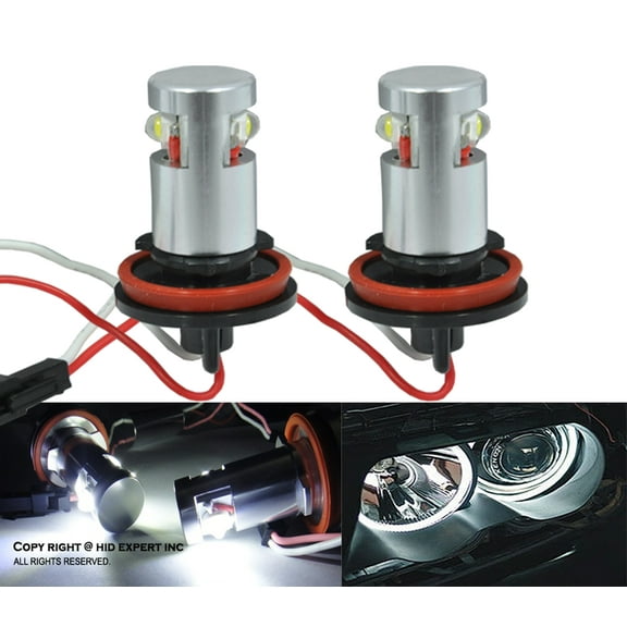 ICBEAMER Fit BMW ANGEL EYE Canbus Error Free Halo Ring E92 H8 H11 High Power LED 7000K White Rplacement Light Bulbs 2 pc