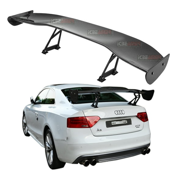 ICBEAMER GT Wing Universal Fit 3D Carbon Fiber Rear Trunk Deck Spoiler with Accessories Kit (57" Length / 7" Bracket Height)
